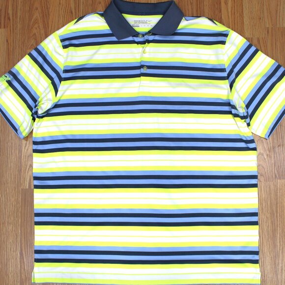 NIKE GOLF DRI-FIT TOUR PERFORMANCE SHIRT GRAY, BLUE, YELLOW & WHITE 2XL, XXL - Picture 1 of 5
